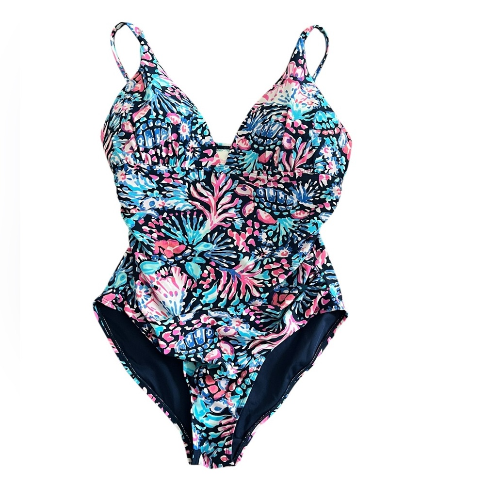 Stella Parker Coral and Sea Life Print One Piece Swimsuit Size Medium